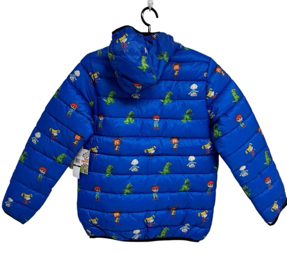 Nickelodeon Rugrats Youth Boys Outwear puffer Hoodie jacket blue zip up size 18 - Image 4 of 4