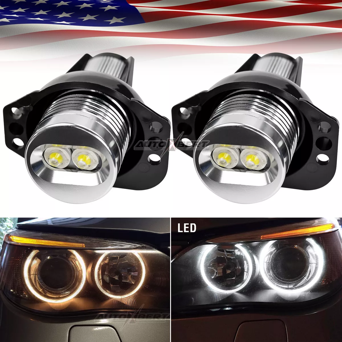 For BMW 3 E90 E91 Angel Eyes Halo LED Marker Lights Bulb Canbus Error Free  White