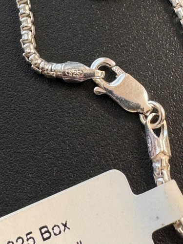 Catena maglia scatola arrotondata argento sterling 925 2 mm da 8 a 16 grammi - Foto 3 di 4