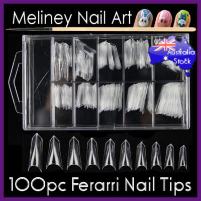 100pc Ferrari Nail Tips Sword Shape French Fake False Nails Manicure Long