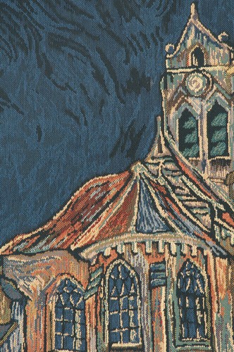 Vincent Van Gogh's Church of Auvers, Belgian Woven Art Tapestry - Picture 6 of 6