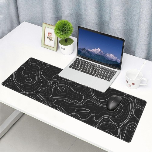 Large Gaming Mouse Pad Black Topographic Contour Mouse Pad Extended XL Long M... - Picture 8 of 9