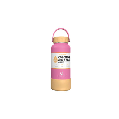 HydroClear 40oz STAINLESS STEEL HANDLE CAP WITH SILICONE BOOT  -PINK/ORANGE-