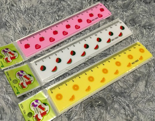 3x Cute Fruit Rulers Maths Watermelon Orange Strawberry 15cm School Kit ...