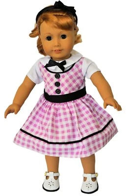 Mary Ellen Berry Pink Gingham School Dress fits 18" American Girl Size Doll