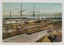Postcard Ships Railway Trains at Long Wharf Oakland California 1918
