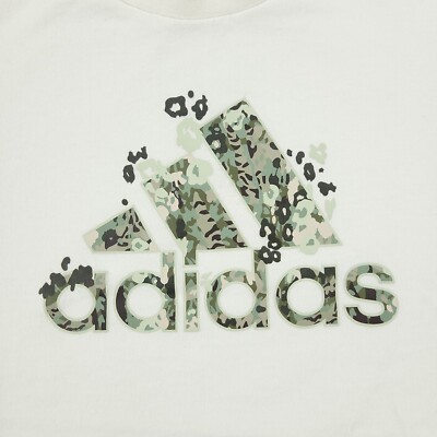 Adidas Shirt Women's Small White Logo Camo Graphic Tee Short