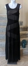 Calvin Klein Tank Dress (10) Black Diagonal Mesh Perforated Long Maxi