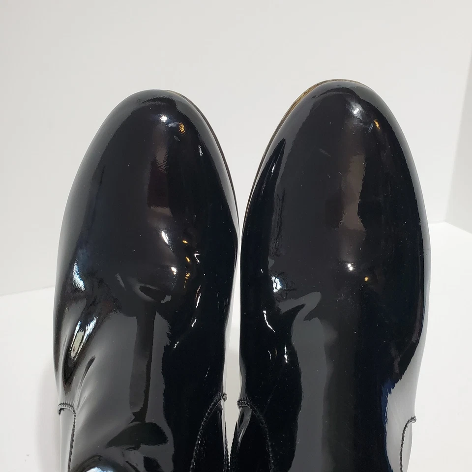 AQUATALIA Black Patent Leather Boots Size 8 Midi 3” Heel Lined Zip waterproof - Image 3 of 4