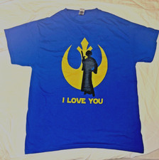 RARE T-shirt vintage Star Wars - Princess Leia - I Love You - M/F - Large Gildan