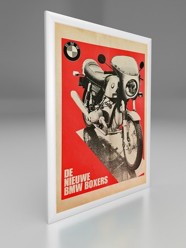 Póster vintage de motocicleta Giclee de lona enmarcada de BMW Boxers - Imagen 2 de 6