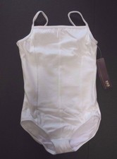 NWT Bloch camisole leotard White Princess seamed Cotton Spandex ShelfLined Girls