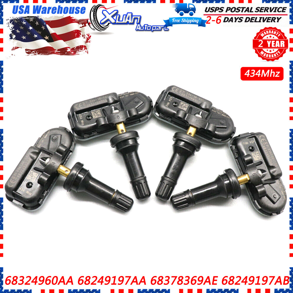4x New TPMS TIRE PRESSURE SENSOR 68249201AA For JEEP CHEROKEE RAM 1500 434Mhz
