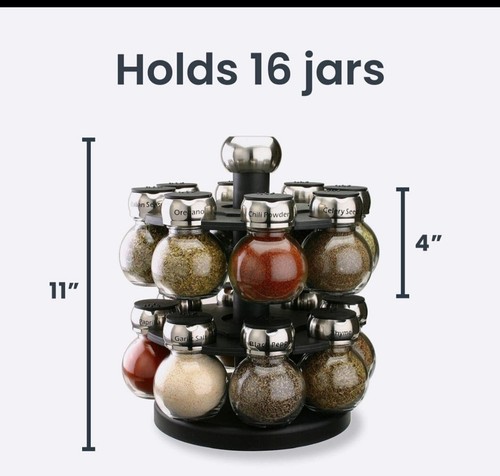 Olde Thompson Since 1944 Orbit Rotating Rack, 16 Refillable Spice Jars W/O SPICE - Picture 4 of 4