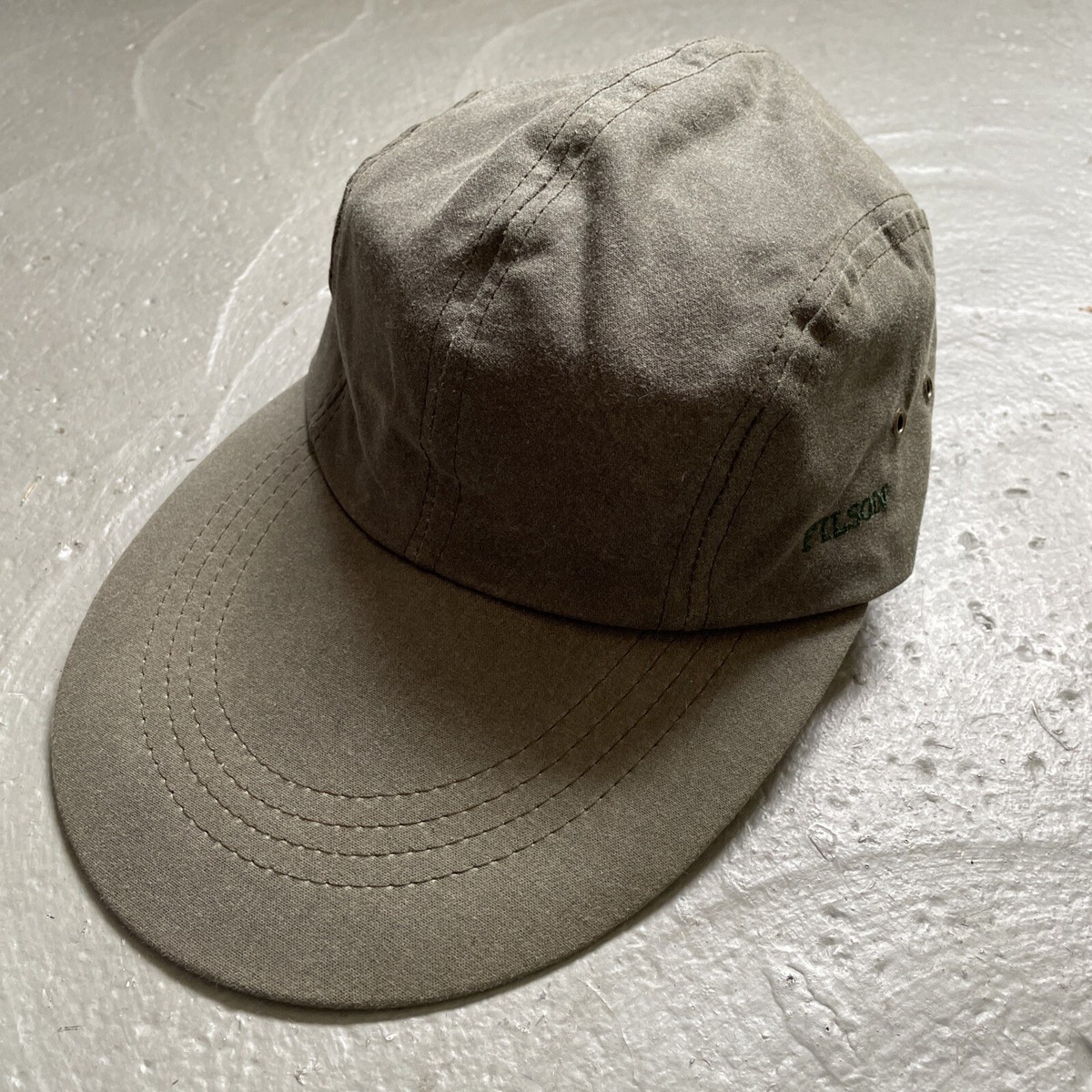 Vintage Filson Canvas Long Bill Cap Made In USA Leather