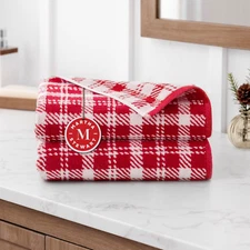 MARTHA STEWART Christmas Plaid Holiday Decor Jacquard 525 GSM 100% Cotton Hand T