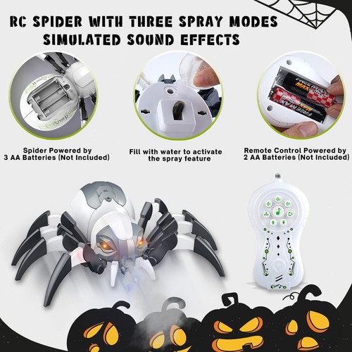 Kids Remote Control Spider Robot Realistic LED Light Music & Spray Pretend Play - Picture 4 of 13