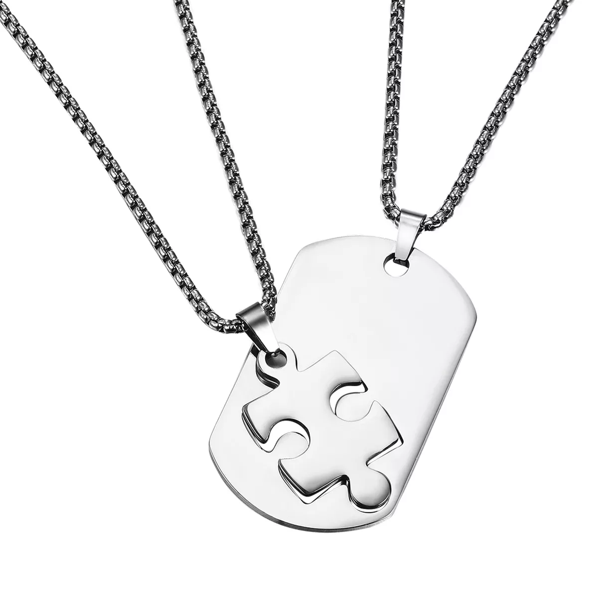 Couples Necklace Best Friend Friendship Matching Dog Tag Necklaces