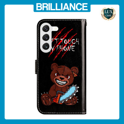 Brilliance LUX Samsung S23 Flip PU Leather Wallet 3D Print Bear with Wrist St...
