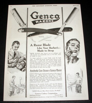 1919 OLD MAGAZINE PRINT AD, THE GENCO RAZOR, A RAZOR BLADE LIKE YOUR ...