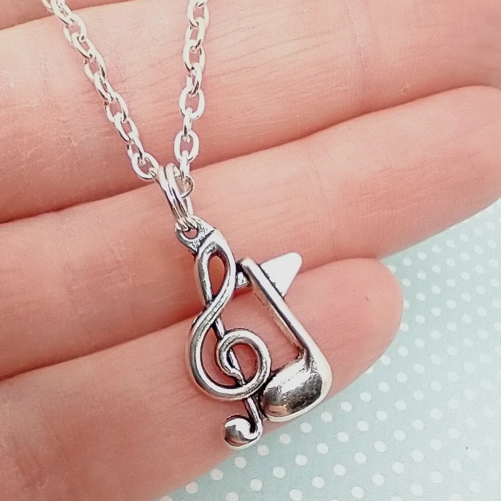 Musical Note Pendant Necklace Musician Gift Charm Jewellery Treble Clef