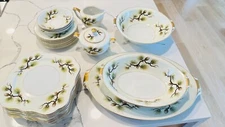 Narumi China Plates, Serving Dishes Shasta Beige Pine Tree Pine Cone 1958