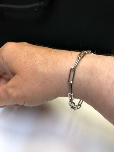14k White Gold PAPERCLIP Cable Link Chain Bracelet 7.5 Inch 2.5 grams 4.2MM - Picture 5 of 10