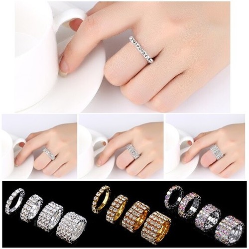 Adjustable Ring - Womens Ladies Girls, Resizable Open Band Diamante Toe Finger - Picture 22 of 91