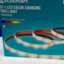 ECOSMART 32 ft LED Color Changing Tape Light w/Remote&Power Supply✅