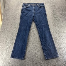 Vintage Wrangler Jeans Mens 35x32 Blue 937S Dark Wash Cotton Straight Denim