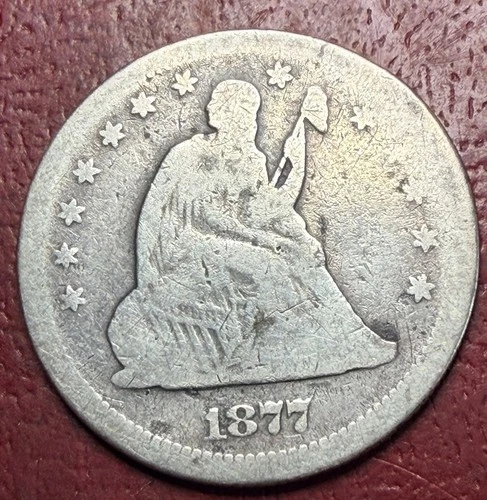 1877-S 25C Liberty Seated Quarter. Free Shipping