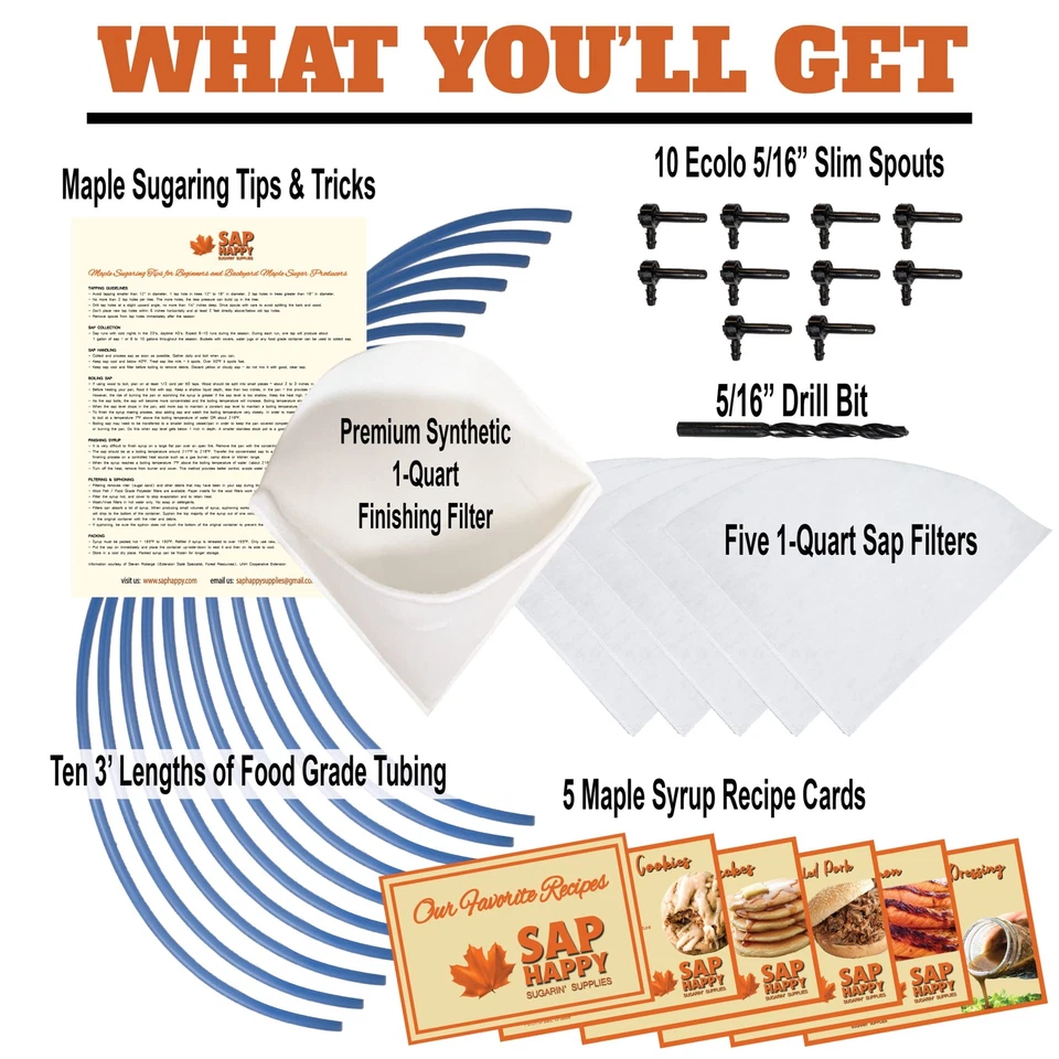 Ahornsirup Gewindebohrer Set mit Gewindebohrern, Schläuchen, Filtern, Bohrer & Rezepten - Bild 2 von 4