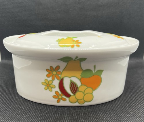 BIA Cordon Bleu Orchard pattern oval covered casserole dish White Porcelain