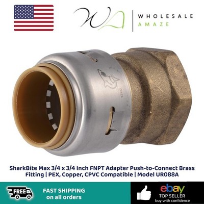 SharkBite Max UR088A 3/4 x 3/4 Inch FNPT Adapter Push-to-Connect Brass Fitting