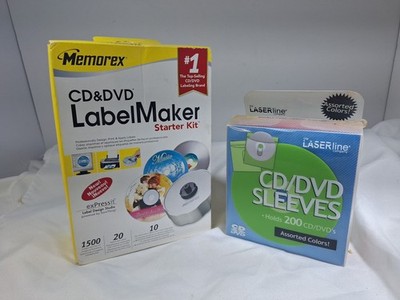 Memorex CD/DVD LabelMaker Disc Label Starter Kit w/Clipart WITH 100pk Sleeves