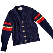 Vintage IZOD Classic Cardigan Striped Kid's Button  Front Cardigan Size 6