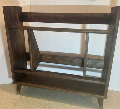 Vintage Danish Style Mid Century Modern Compact Encyclopedia Wood Bookcase