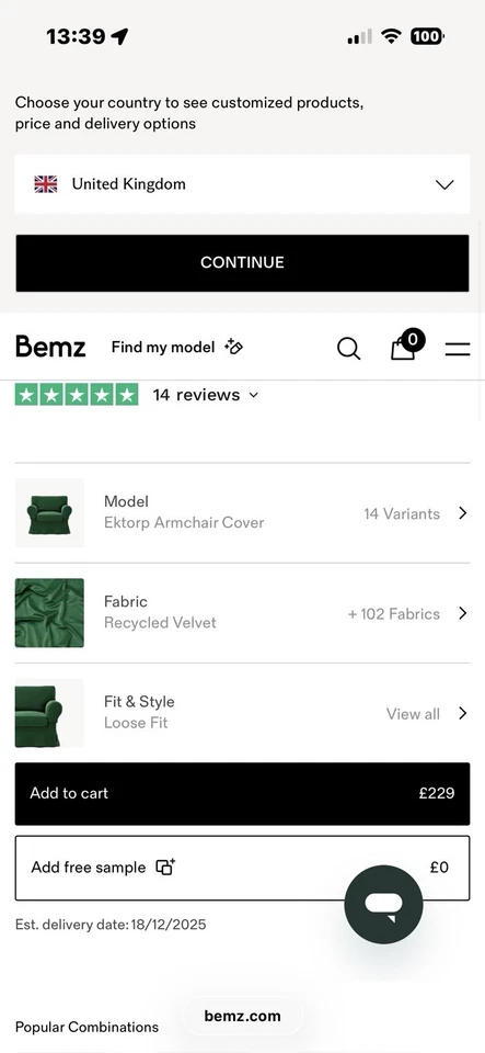 Custom Made Cover Fits IKEA EKTORP Armchair, Replace Chair Cover, Velvet Fabric - Image 2 of 4