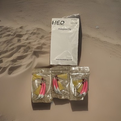 HEO Fishing & Outdoor # 6R12PW/Y Pompano Jig 1/2 OZ. Fishing Lures Set Brand New