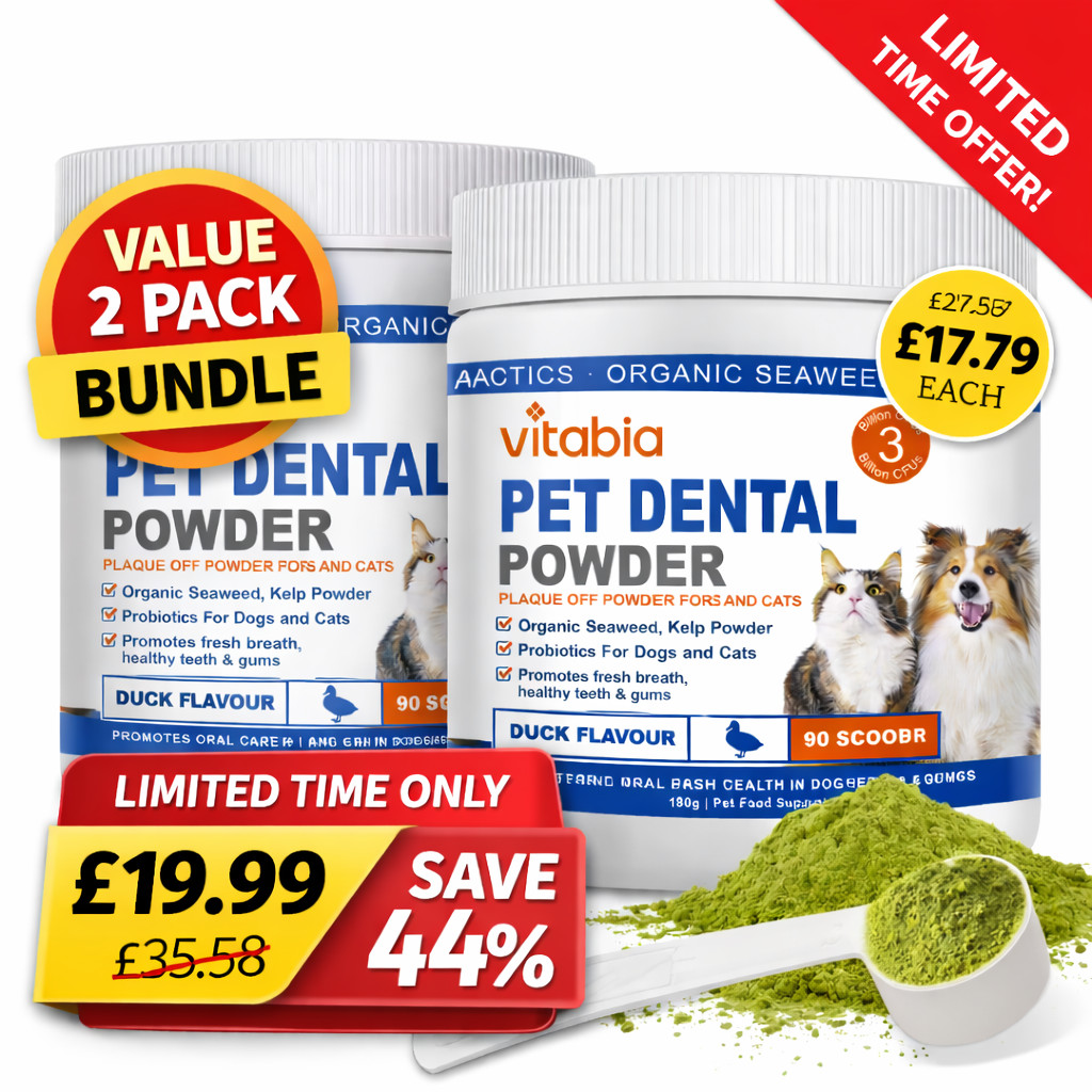 Plaque Off Powder for Dogs & Cats - Bad Breath, Tartar Remover, Teeth Cleaning
