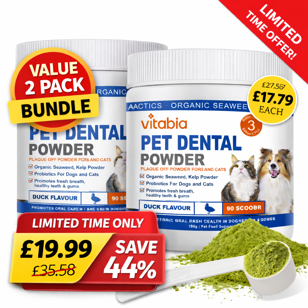 Plaque Off Powder for Dogs & Cats - Bad Breath, Tartar Remover, Teeth Cleaning