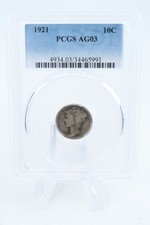 1921-P PCGS AG03 Mercury Dime Business Strike 10C