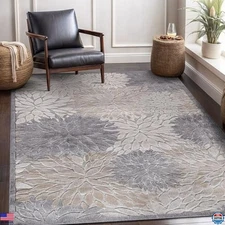 CAMILSON Indoor Outdoor Rug, Beige 5x7 Floral Exotic Tropical Area Rugs for