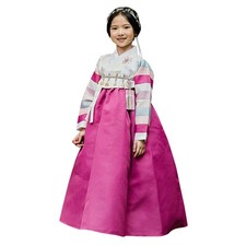 Korean Baby Girl Hanbok for 100 15y/o White Jeogori Magenta Girl Hanbok Baby ...
