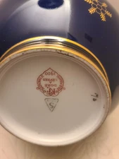 Sevres France Cobalt Blue and Gold Snowflake 14.5 inch  Porcelain Vase c1925