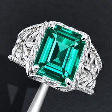 Green Emerald Gemstone Handmade Ring With 925 Sterling Silver Ring for Men's