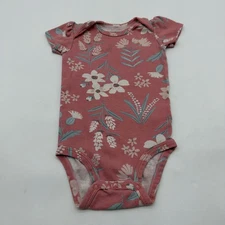 Carters One Piece Toddler Girls Size 12M Pink Floral Snap 100% Cotton.#38463