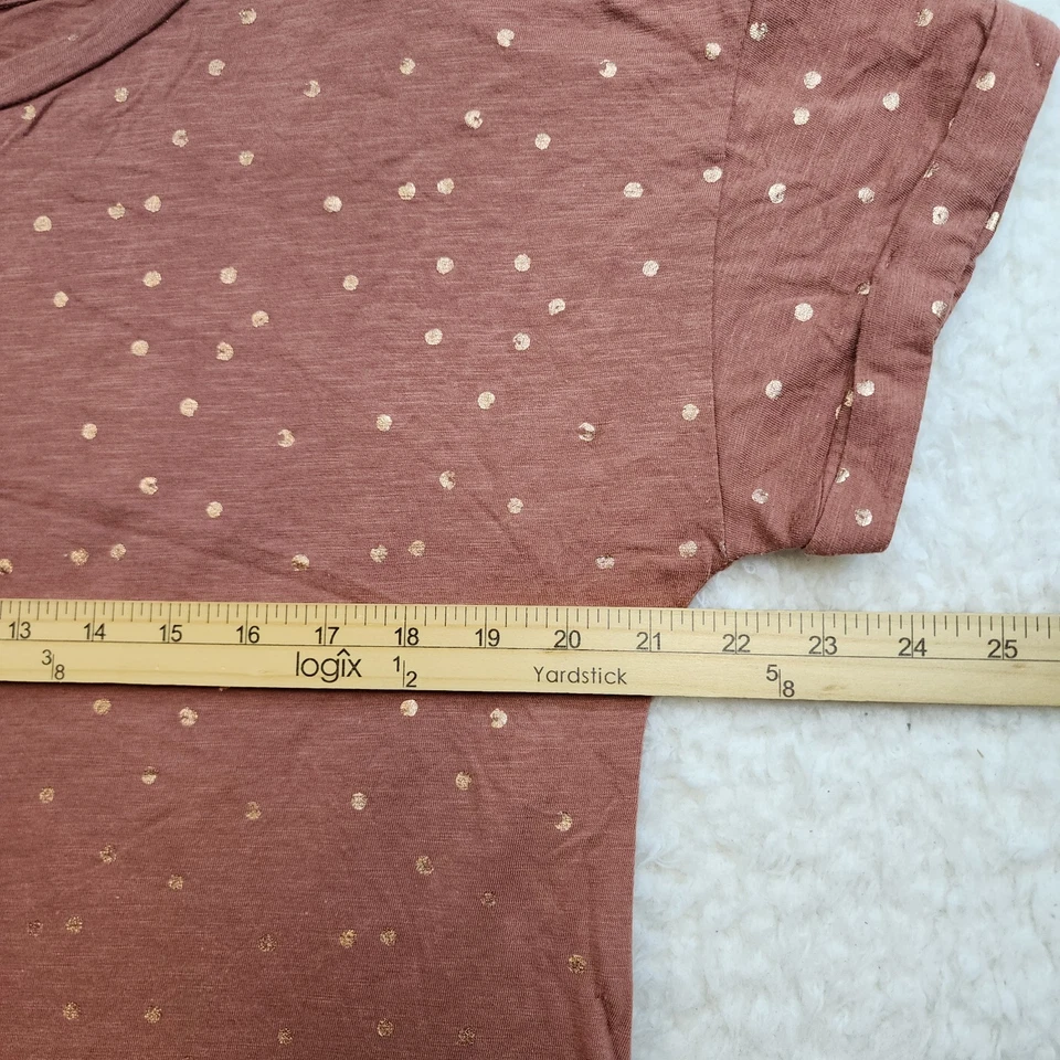 Maurices 24/7 Dolman Manga Corta L Borgoña Dorado Lunares Algodón Modal Suave Foto 3 de 4