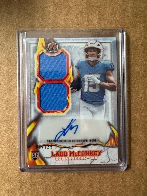 Ladd McConkey 2024 Resurgence White Ignite Patch Auto /125 LA Chargers