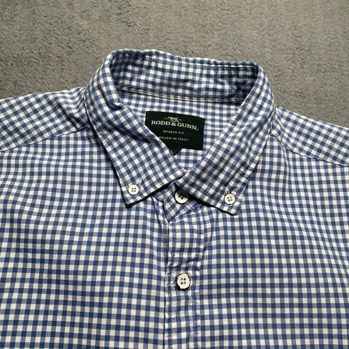 Camisa RODD & GUNN Para Hombre XL Azul Cuadros Guinga Clásica Algodón Abotonado - Imagen 6 de 16